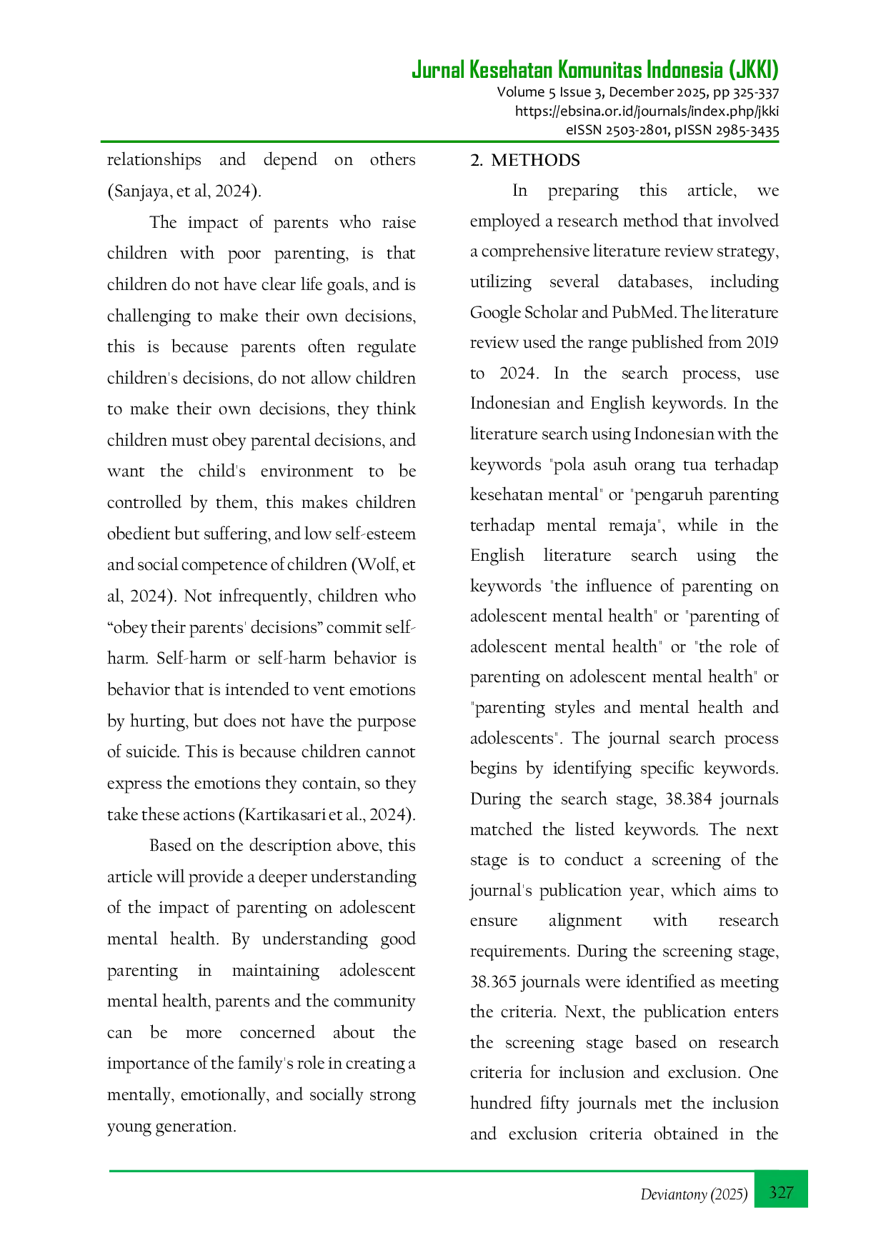 JURIS Exploring the Role of Parenting in Shaping Adolescent Mental Health A Review of Literature