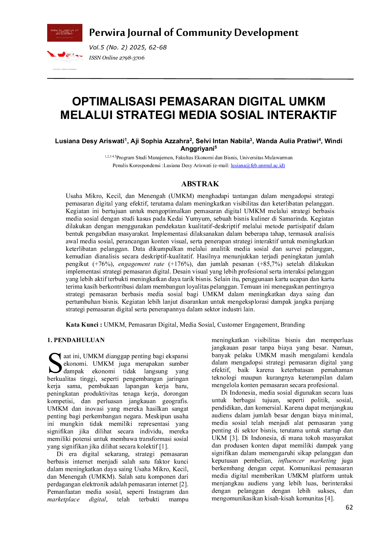 JURIS Optimalisasi Pemasaran Digital UMKM Melalui Strategi Media Sosial Interaktif