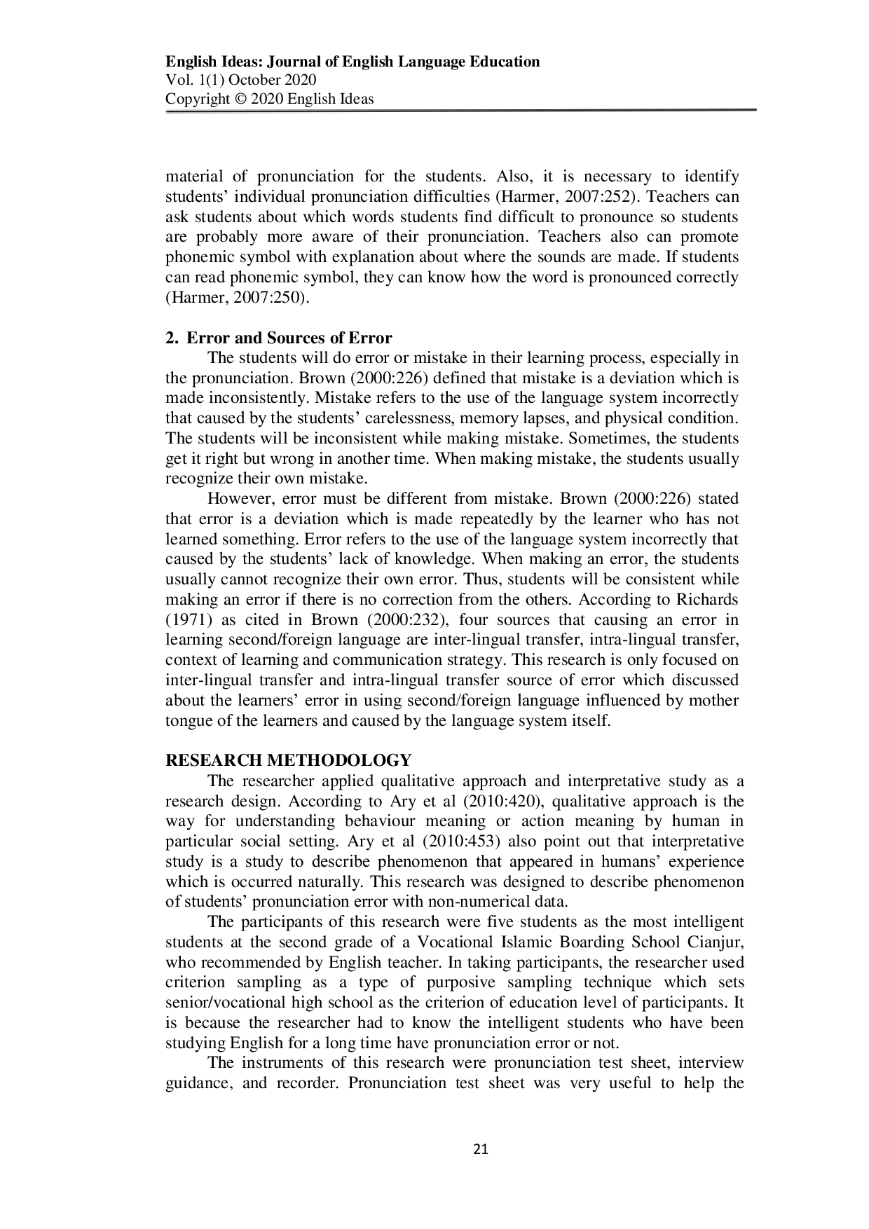 JURIS EFL students pronunciation error on English short vowel sounds