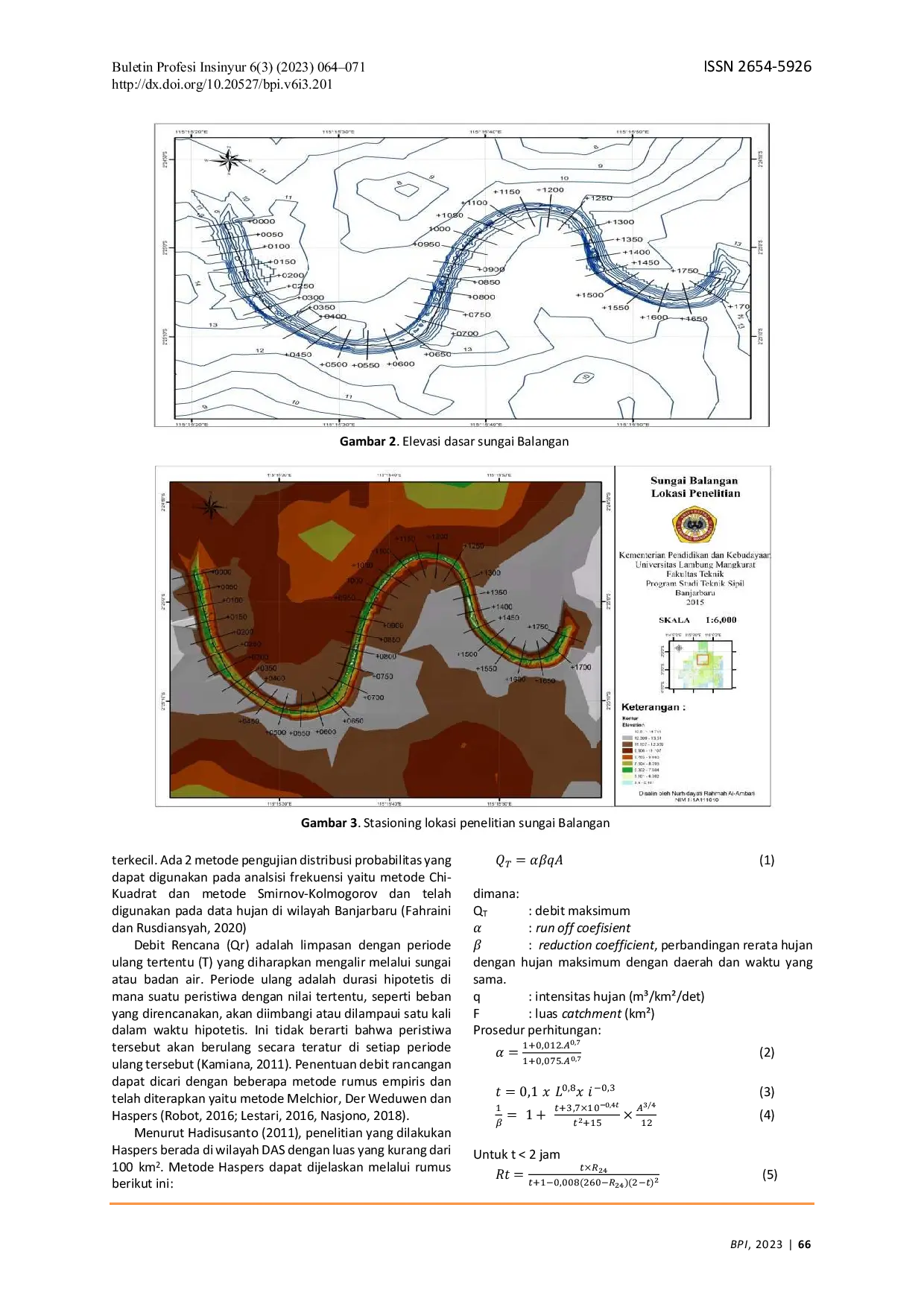 JURIS Analisis Kapasitas Sungai Balangan Perbandingan Debit Terukur dengan Metode Haspers