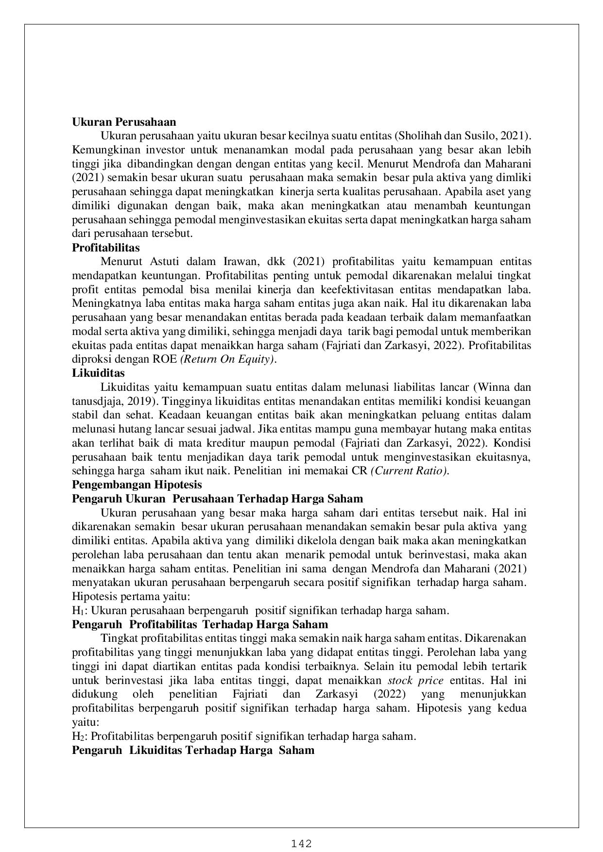 juris Pengaruh Ukuran Perusahaan Profitabilitas Dan Likuiditas Terhadap Harga Saham Pada Perusahaan Jii Jakarta Islamic Index Di Bursa Efek Indonesia