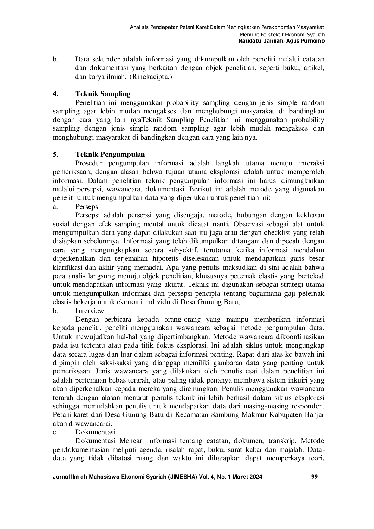 JURIS Analisis Pendapatan Petani Karet Dalam Meningkatkan Perekonomian Masyarakat Menurut Persfektif Ekonomi Syariah