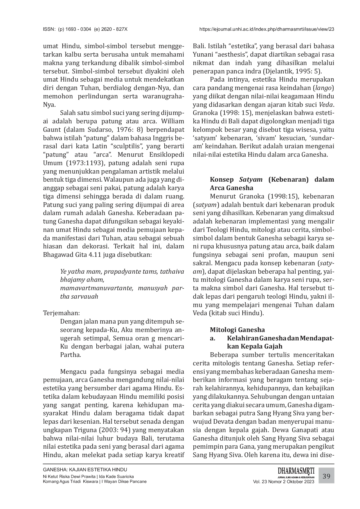 JURIS Ganesha Kajian Estetika Hindu