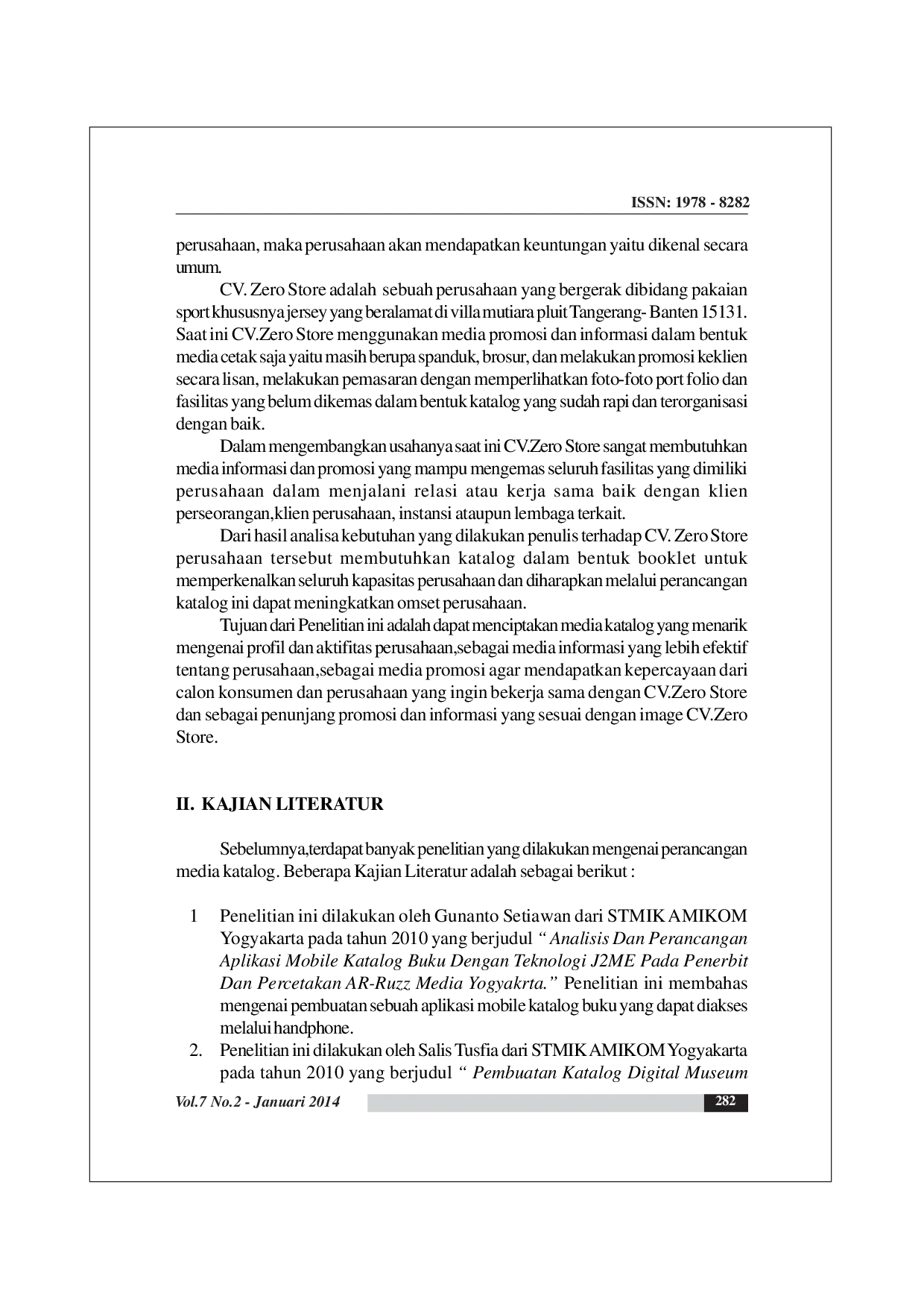 JURIS Perancangan Media Katalog Sebagai Penunjang Informasi Dan Promosi Pada Cv Zero Store