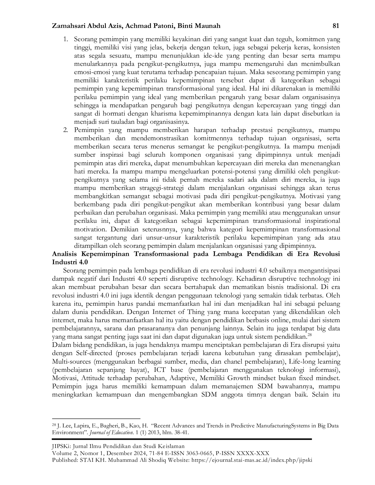 JURIS Karakteristik Kepemimpinan Transformasional