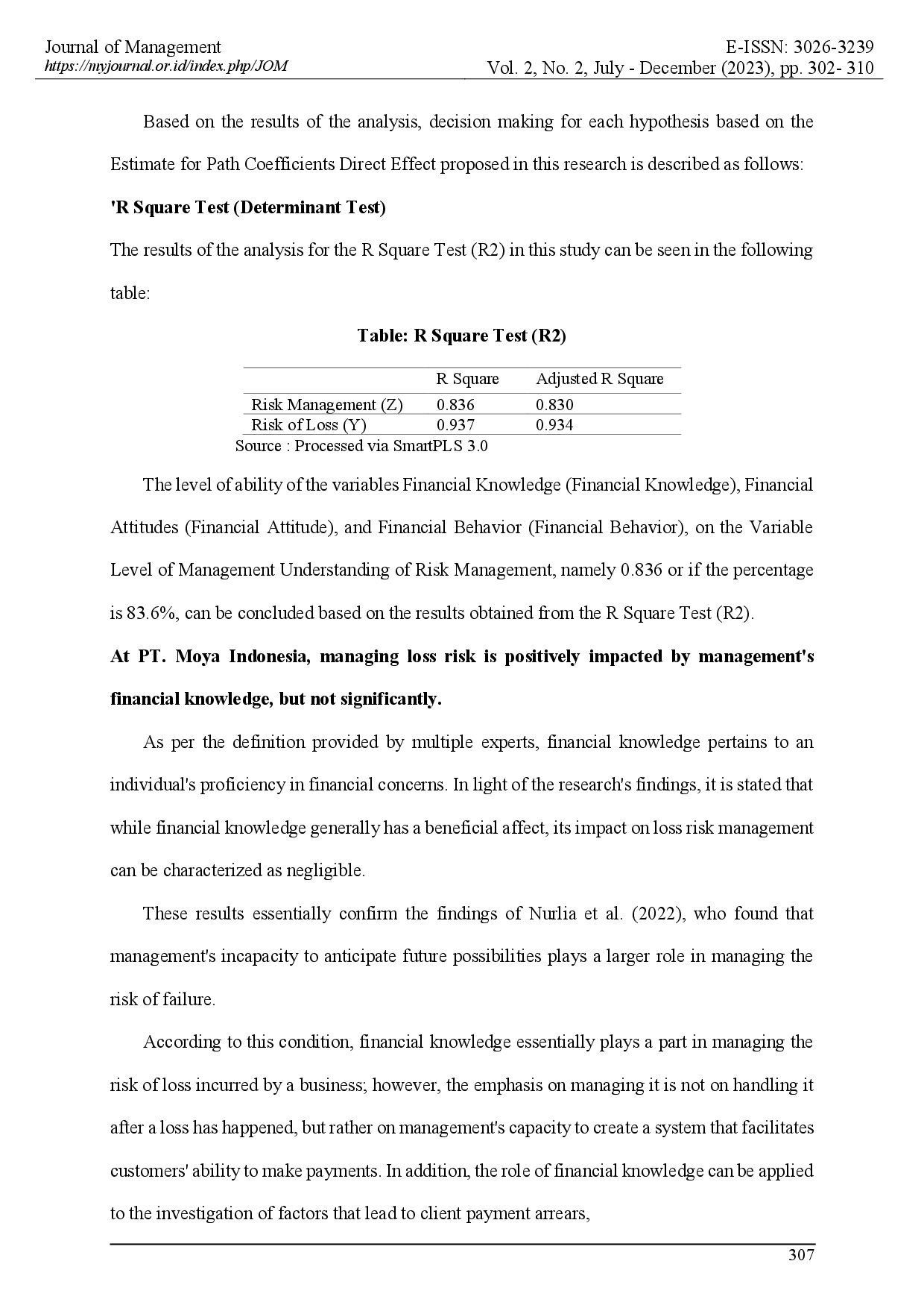 juris How is Financial Literacy at PT Moya Indonesia