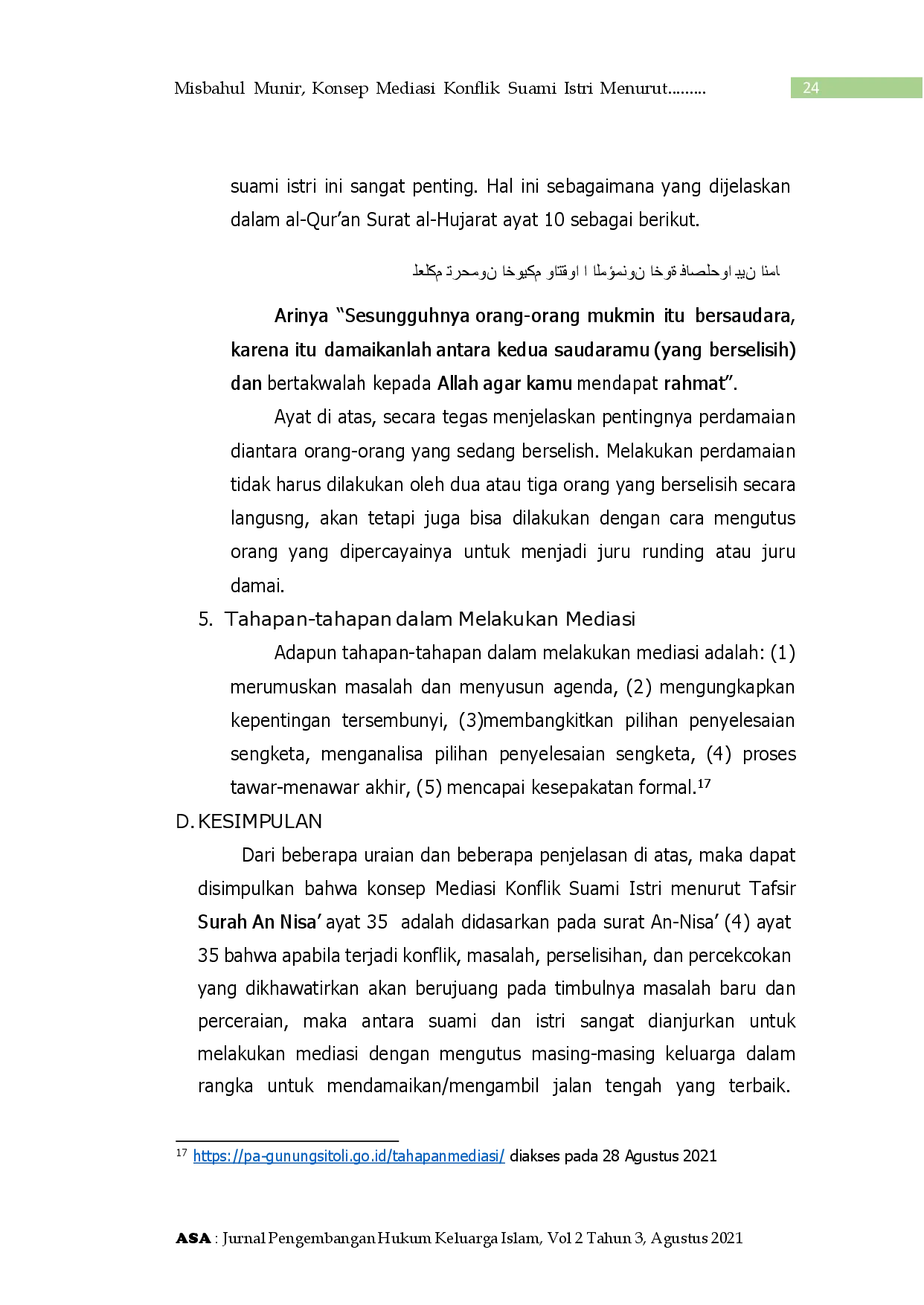 juris Konsep Mediasi Konflik Suami Istri Menurut Tafsir Surah An Nisa Ayat 35