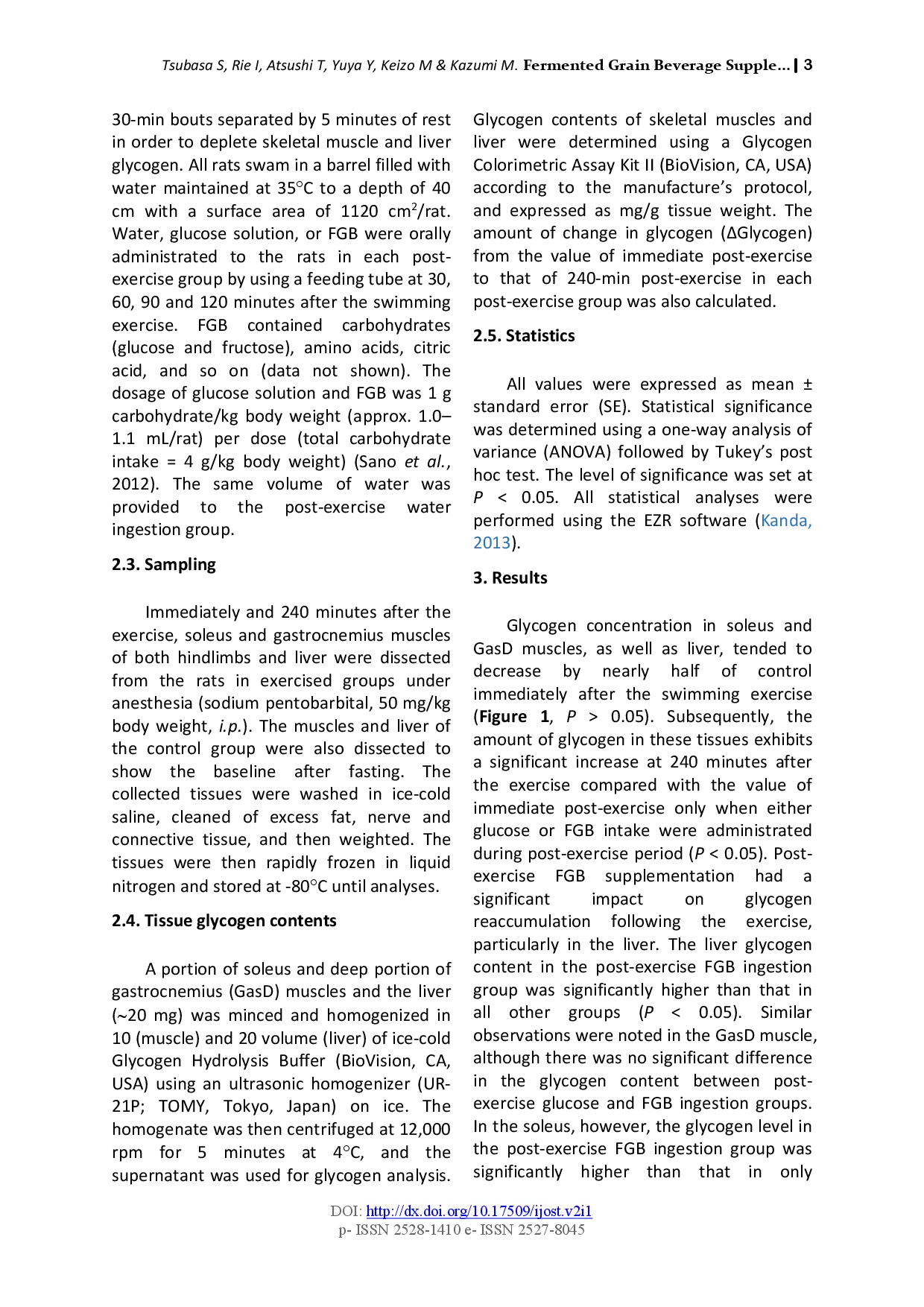 juris Fermented Grain Beverage Supplementation Following Exercise Promotes Glycogen Supercompensation in Rodent Skeletal Muscle and Liver