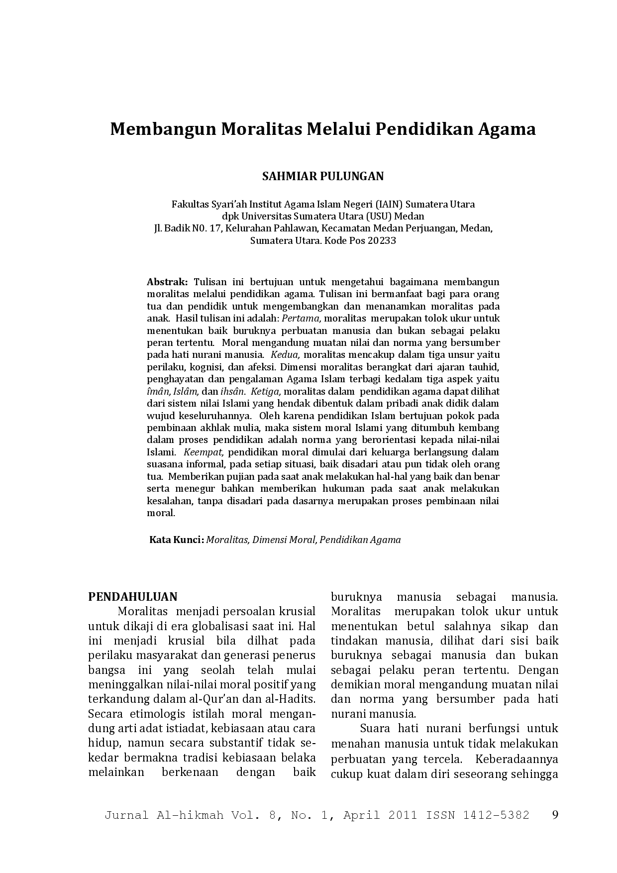 juris Membangun Moralitas Melalui Pendidikan Agama