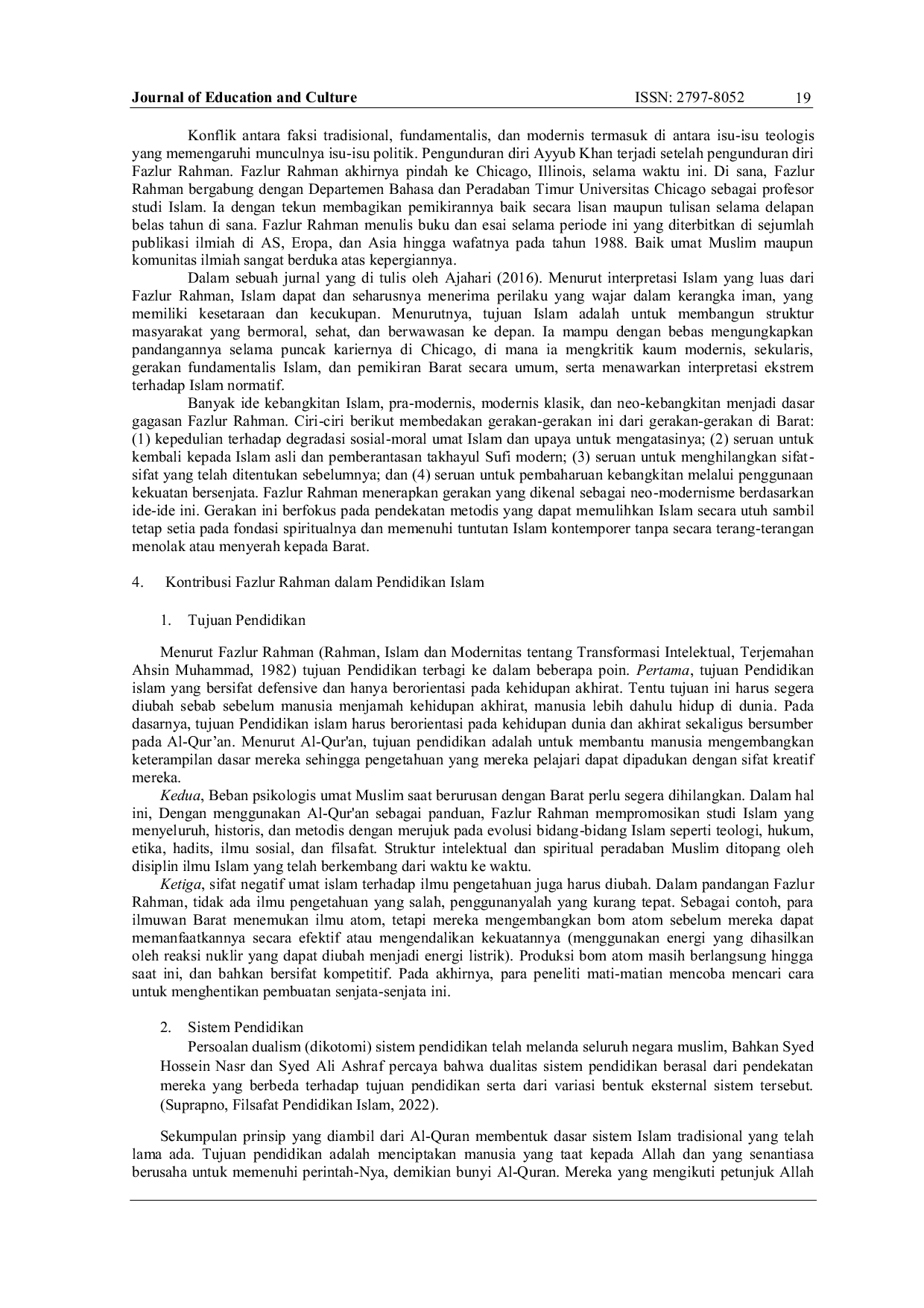 JURIS Konsep Pendidikan Islam Menurut M Iqbal dan Fazlur Rahman