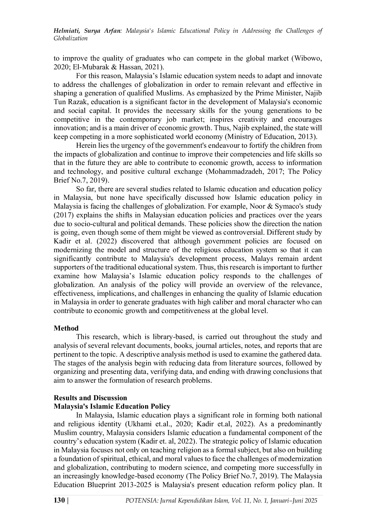 JURIS Malaysia s Islamic Educational Policy in Addressing the Challenges of Globalization