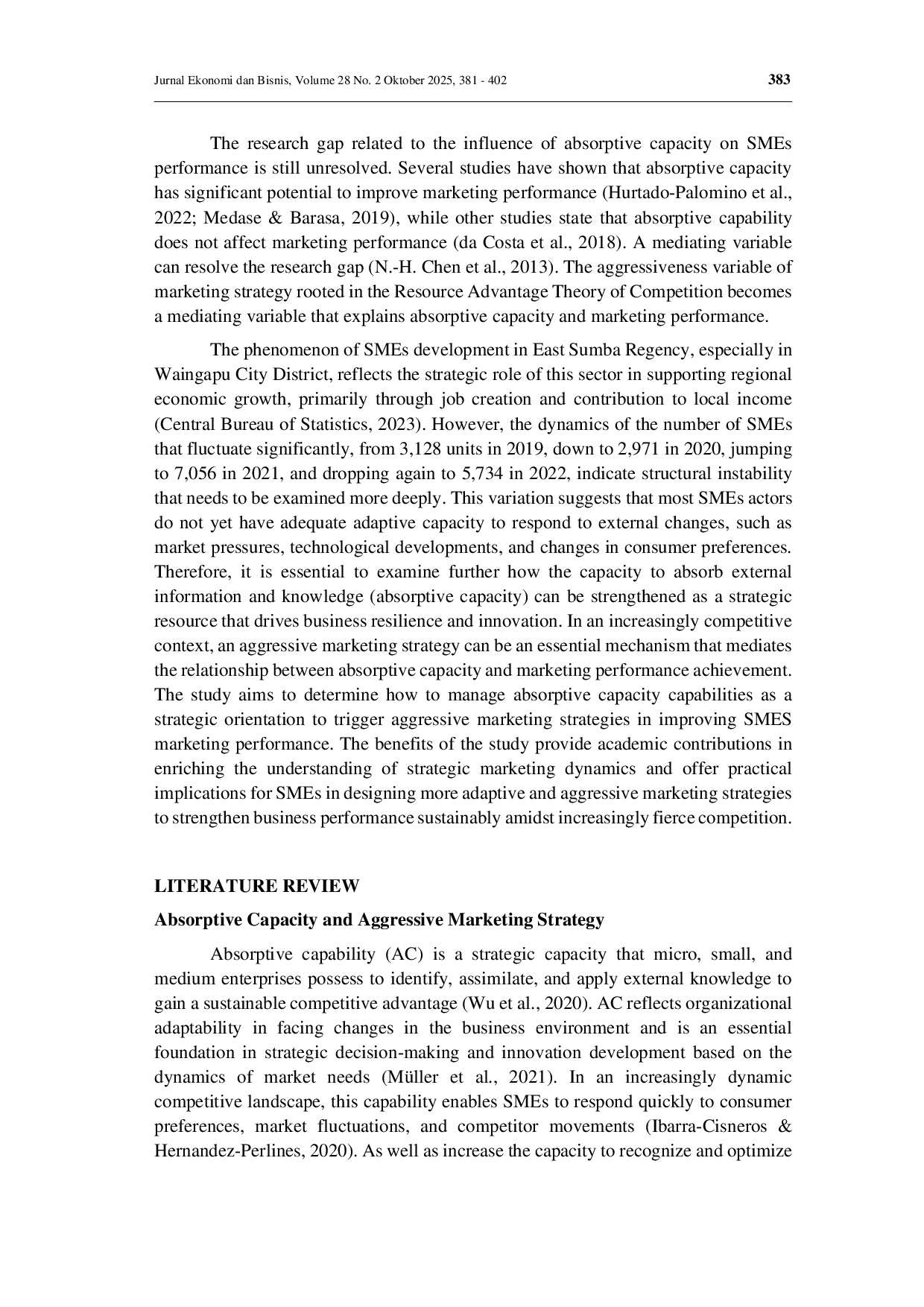 JURIS Absorption capability and aggressive marketing strategy in improving marketing performance