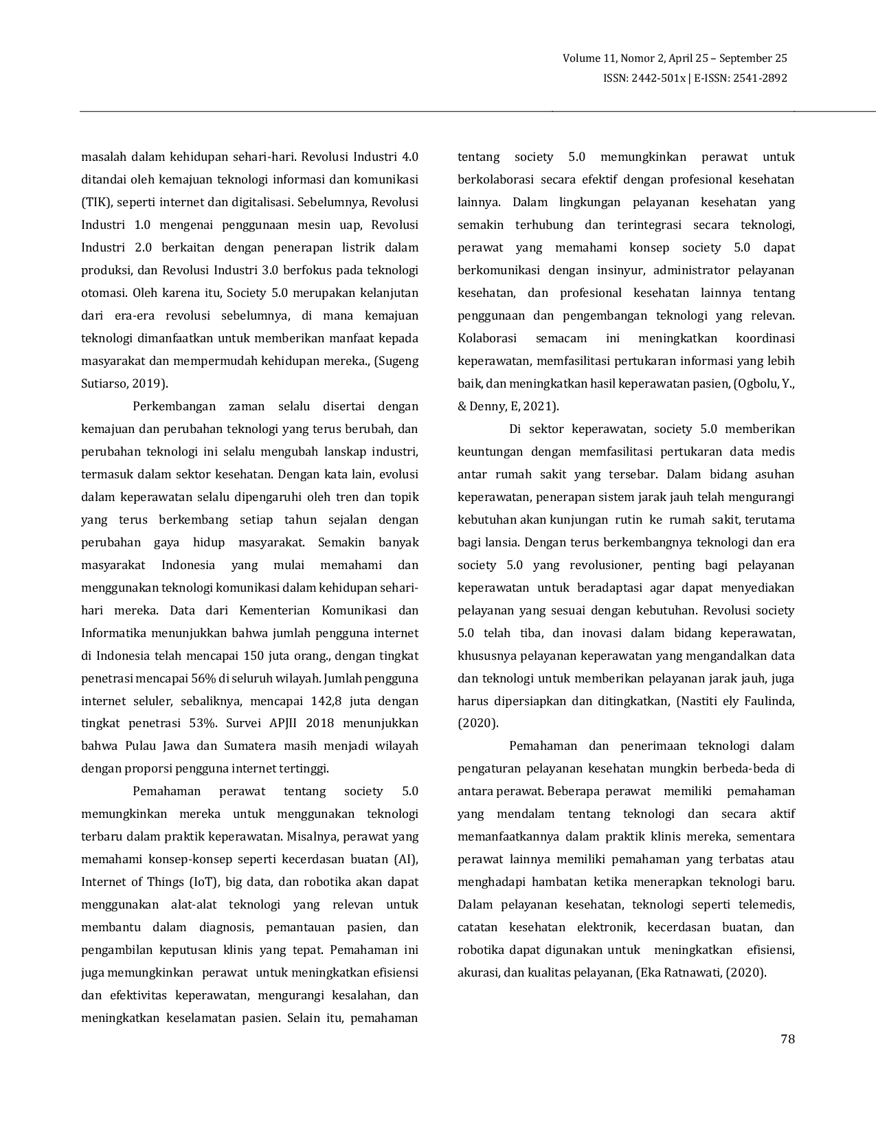 JURIS Tingkat Pemahaman Perawat Terkait Society 5 0 dengan Kinerja Perawat di Ruang Rawat Inap RSUD Kepulauan Seribu