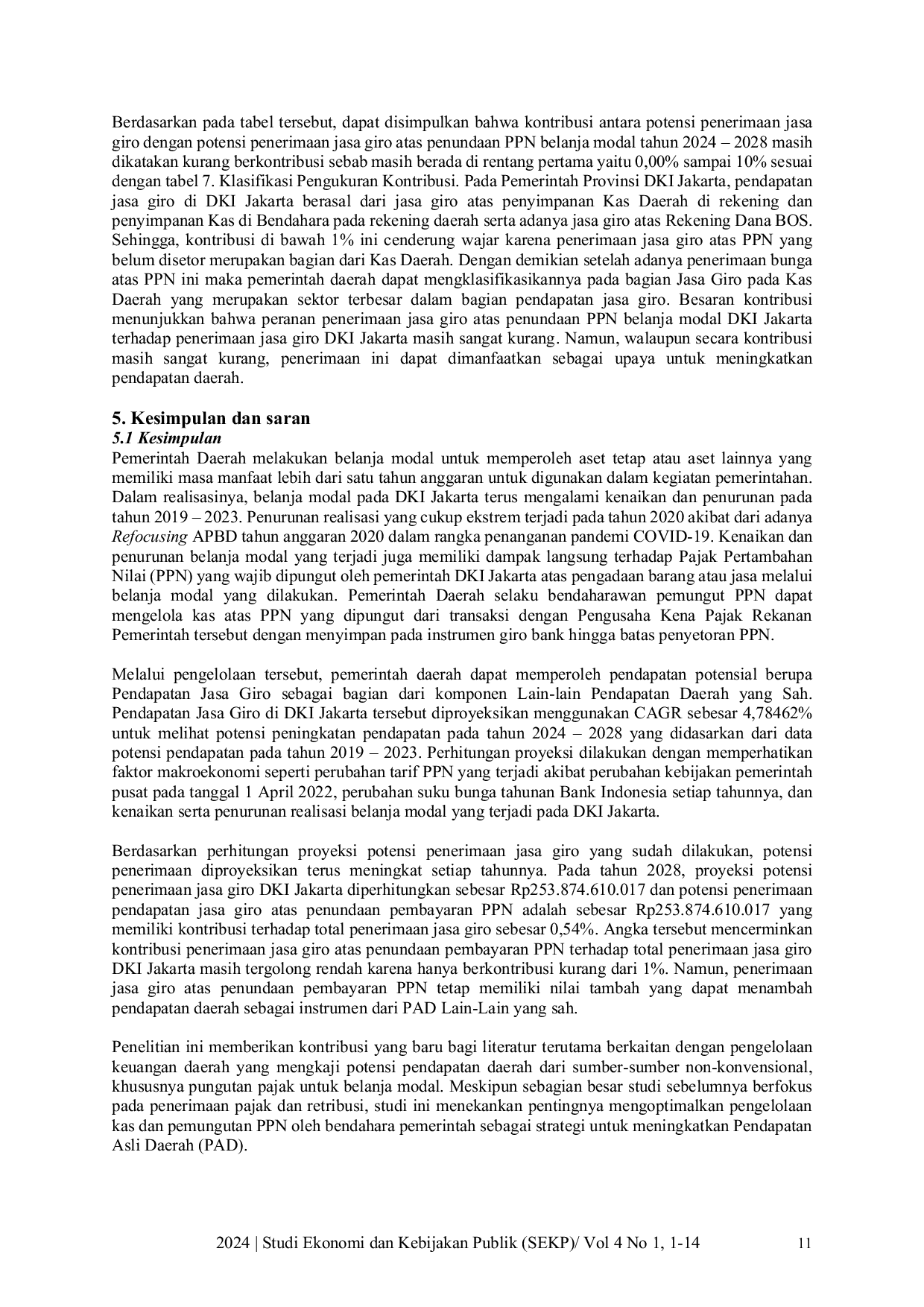 JURIS Analisis Potensi Pendapatan Jasa Giro Atas Belanja Modal Dki Jakarta