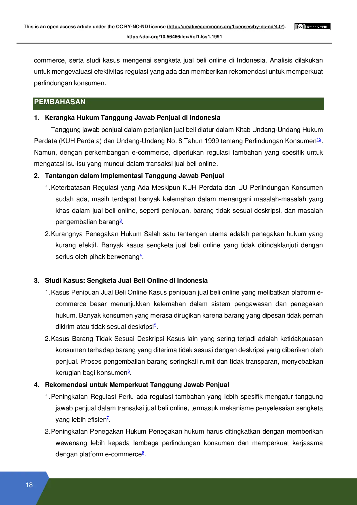 JURIS Legal Responsibilities of Sellers in Online Sales and Purchase Agreements in Indonesia Tanggung Jawab Hukum Penjual Dalam Perjanjian Jual Beli Online Di Indonesia