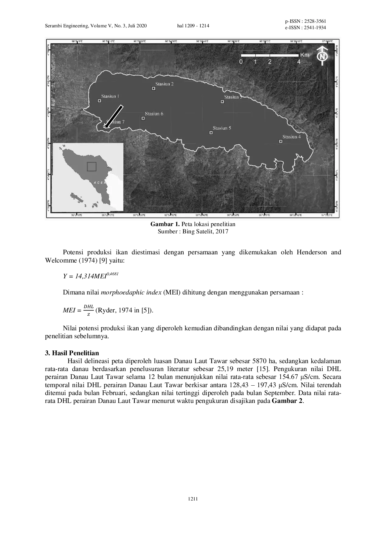 JURIS Estimasi Potensi Produksi Ikan Di Danau Laut Tawar Berdasarkan Morphoedaphic Index