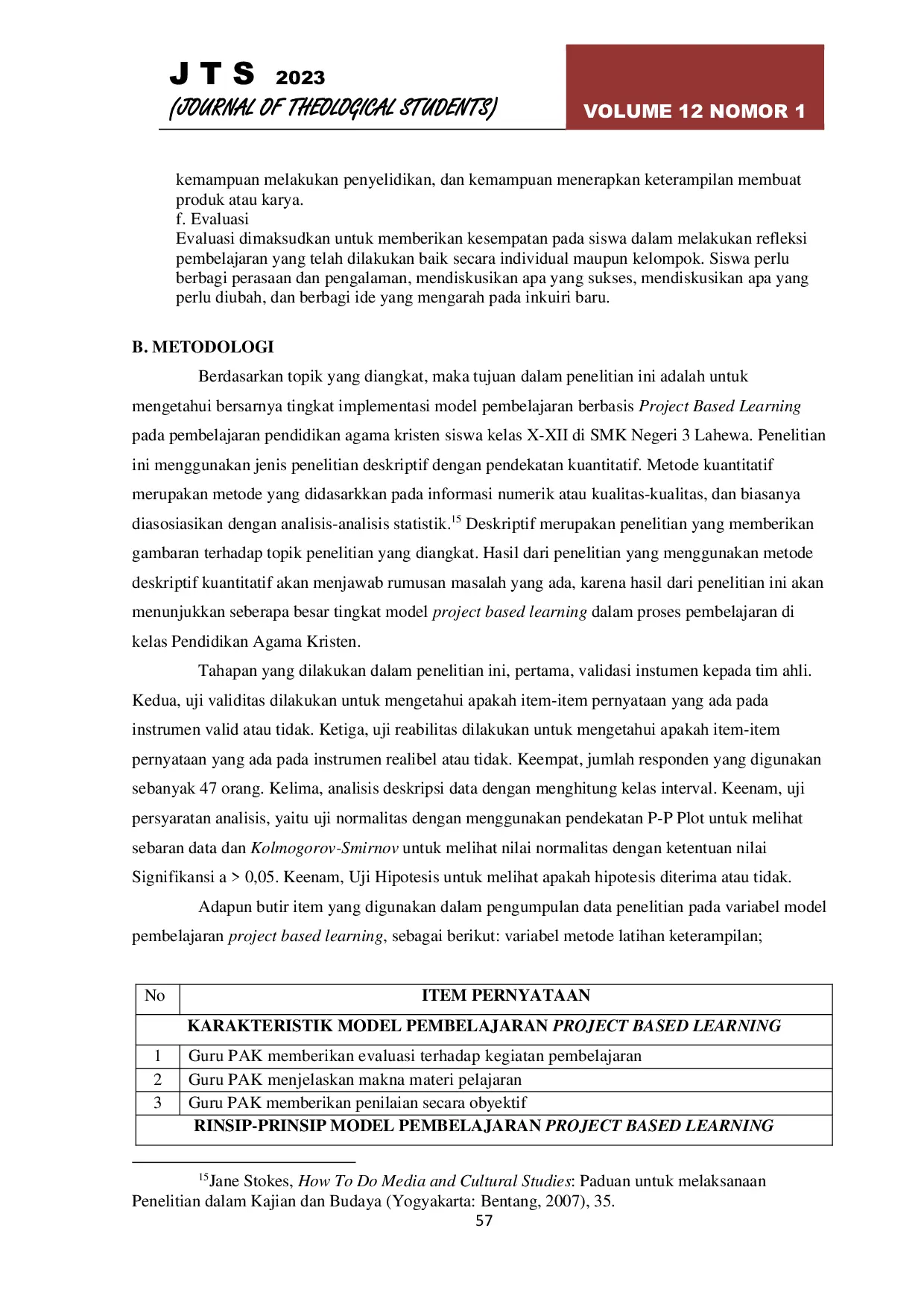 JURIS Model Pembelajaran Berbasis Project Based Learning pada Mata Pelajaran Agama Kristen