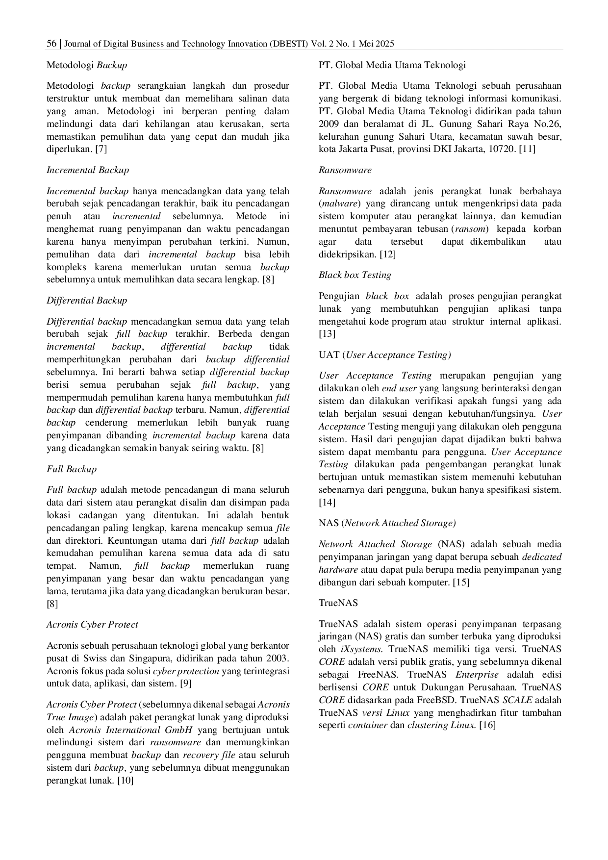JURIS Data Backup Infrastructure Model Using NAS to Support the Sustainability of Corporate Information Systems