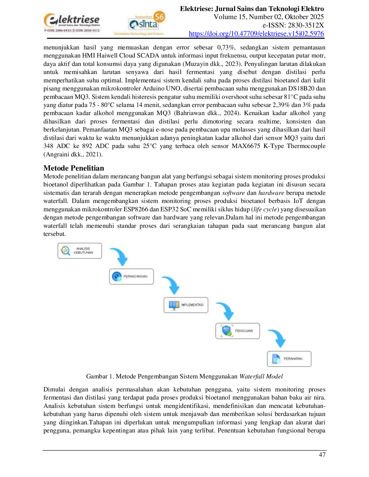 JURIS Rancang Bangun Sistem Monitoring Proses Produksi Bioetanol Berbasis ESP8266 dan ESP32 SoC Design and Construction of a Bioethanol Production Process Monitoring System Based on ESP8266 and ESP32 SoC