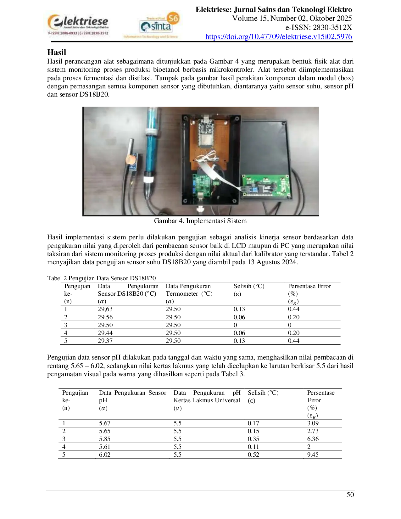 JURIS Rancang Bangun Sistem Monitoring Proses Produksi Bioetanol Berbasis ESP8266 dan ESP32 SoC Design and Construction of a Bioethanol Production Process Monitoring System Based on ESP8266 and ESP32 SoC