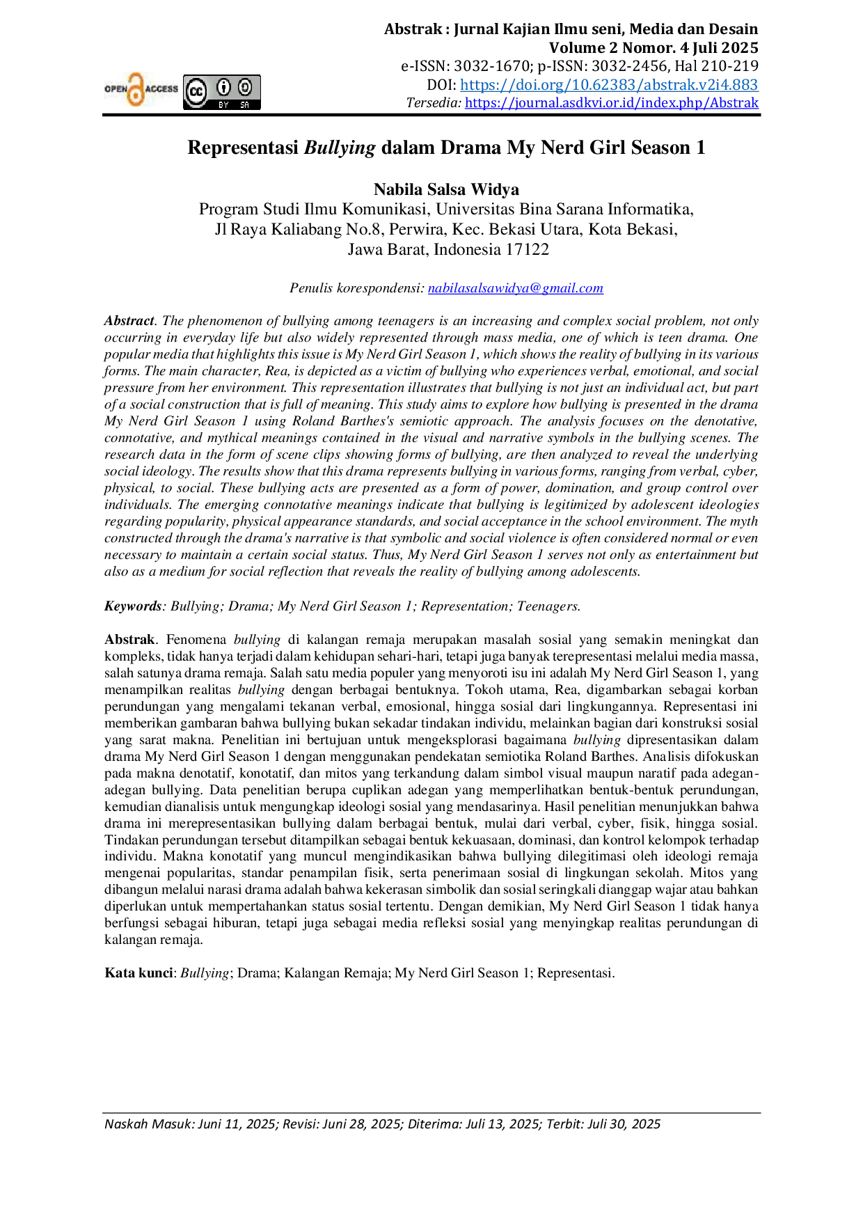 JURIS Representasi Bullying dalam Drama My Nerd Girl Season 1
