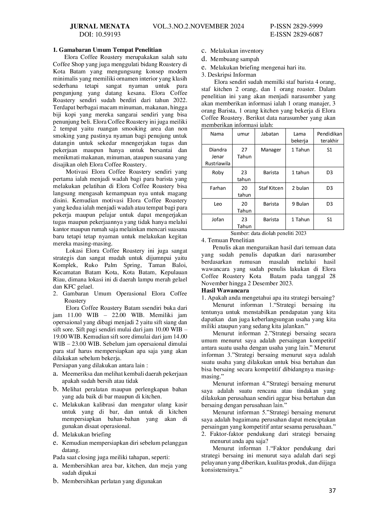 JURIS Analisis Strategi Bersaing Di Elora Coffee Roastery Di Kota Batam
