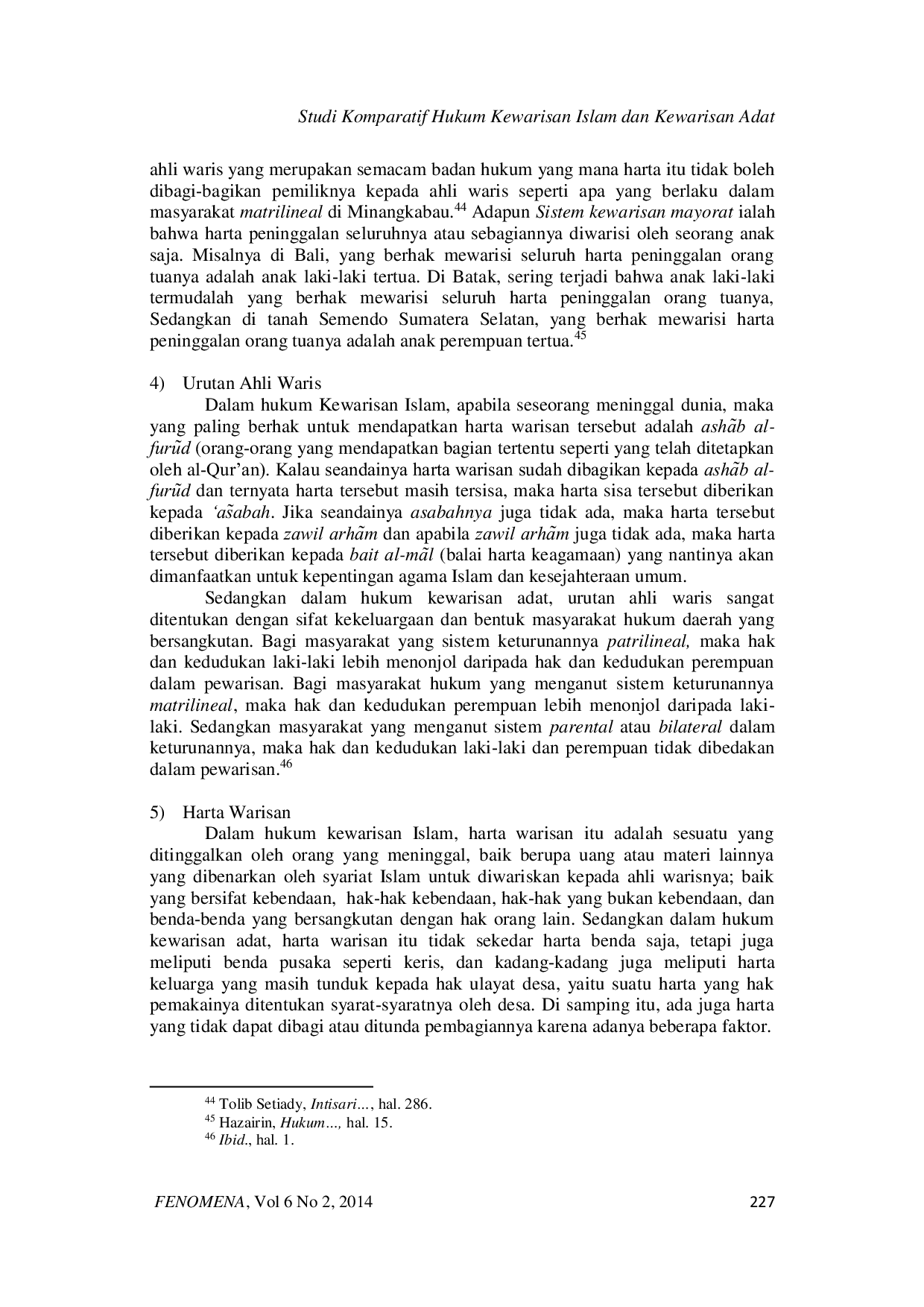 JURIS Studi Komparatif Hukum Kewarisan Islam dan Kewarisan Adat