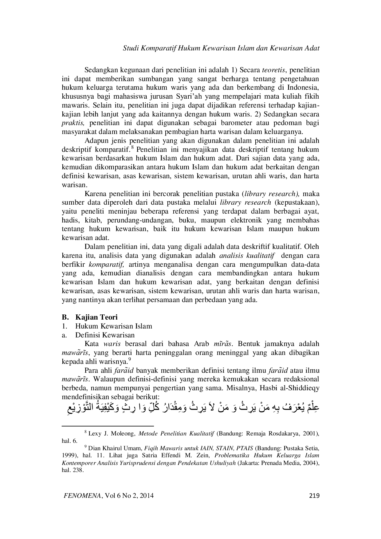 JURIS Studi Komparatif Hukum Kewarisan Islam dan Kewarisan Adat