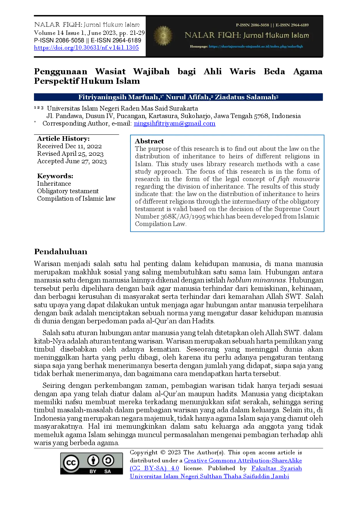 juris Penggunaan Wasiat Wajibah bagi Ahli Waris Beda Agama Perspektif Hukum Islam