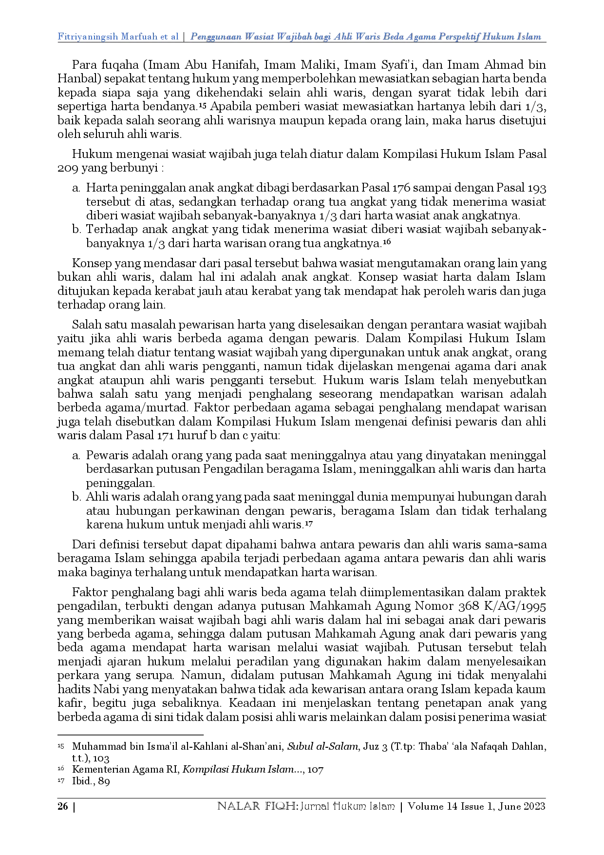 juris Penggunaan Wasiat Wajibah bagi Ahli Waris Beda Agama Perspektif Hukum Islam