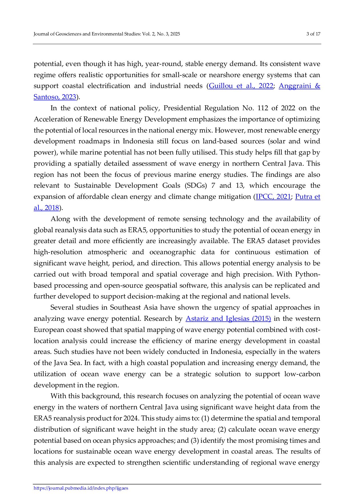JURIS Potential of Ocean Wave Energy in the Northern Waters of Central Java as a Renewable Energy Source