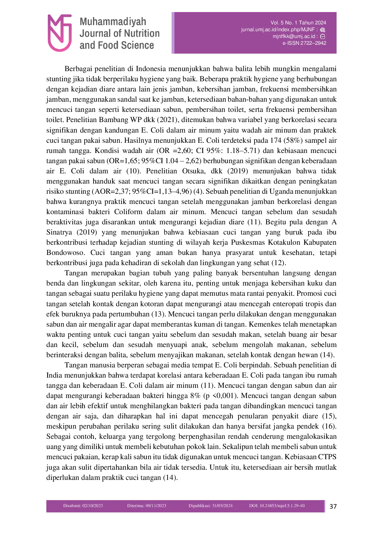 JURIS Faktor Risiko Lingkungan yang Berhubungan dengan Stunting pada Balita di Kelurahan Periuk Jaya Kota Tangerang