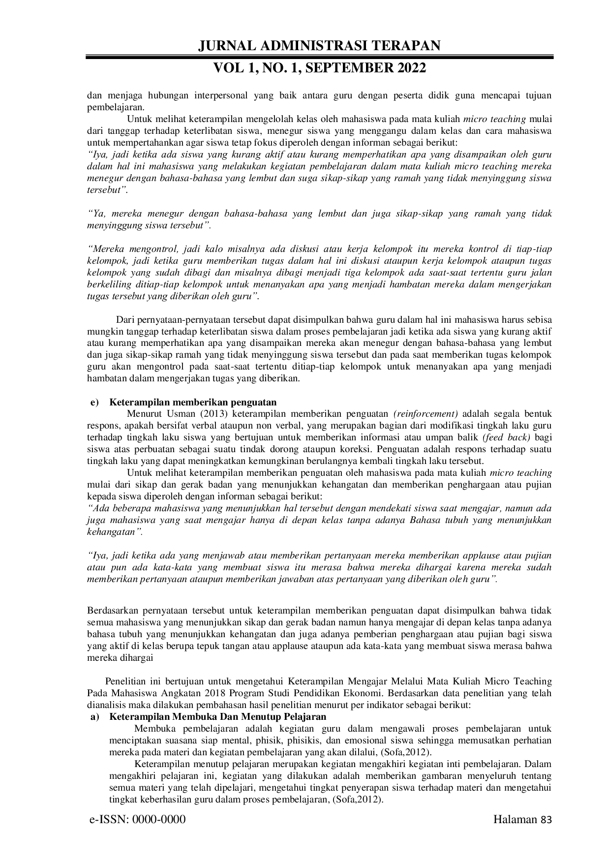 JURIS Analisis Keterampilan Dasar Mengajar Mahasiswa Pada Mata Kuliah Micro Teaching Studi Pada Mahasiswa Angkatan 2018 Di Program Studi Pendidikan Ekonomi