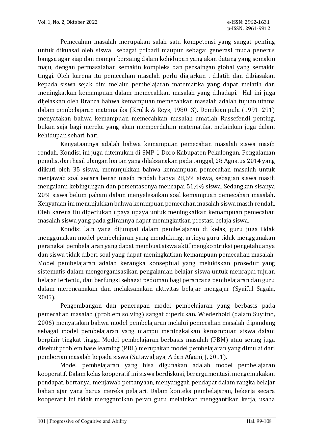 juris Pembelajaran Berbasis Masalah dengan Metode Tutor Sebaya untuk Meningkatkan Kemampuan Pemecahan Masalah