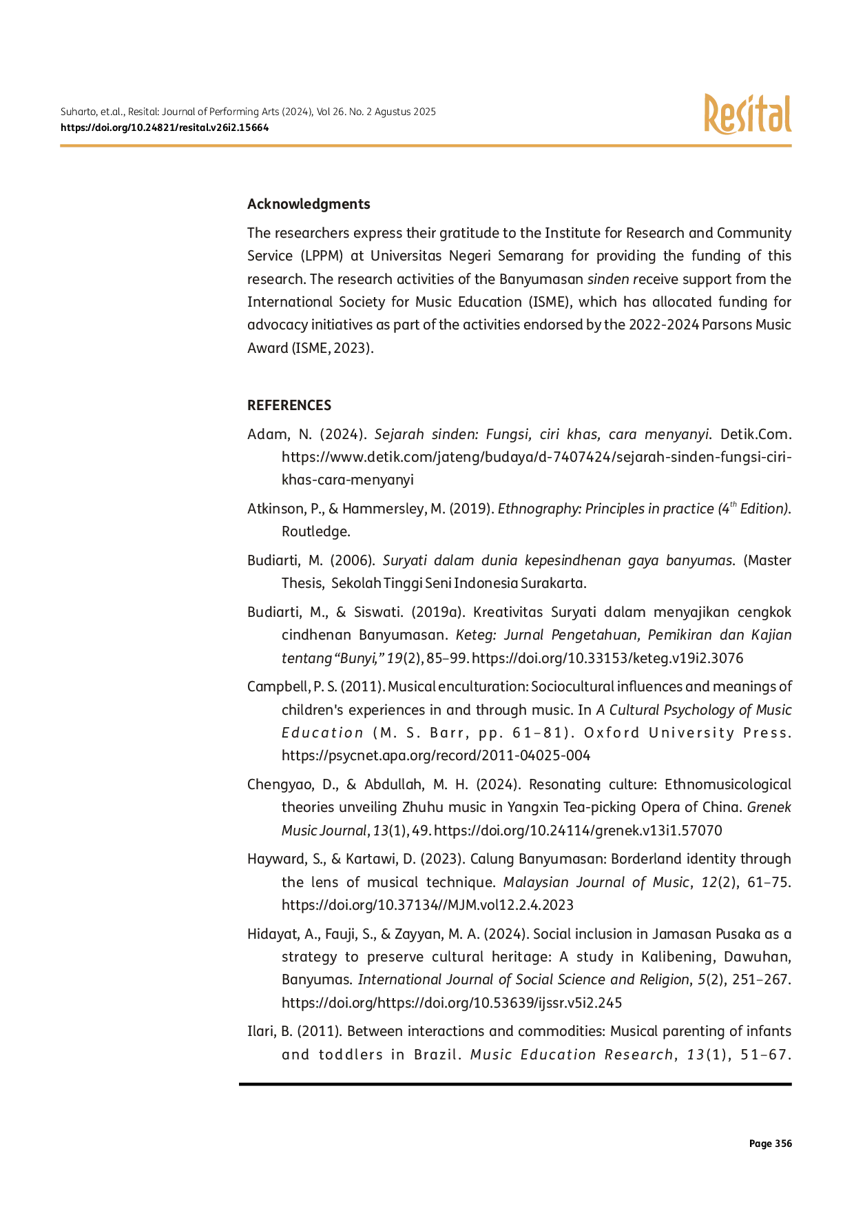 JURIS Exploring the Tripartite Performance in the Musical Enculturation An Ethnographic Study of Banyumasan Sinden