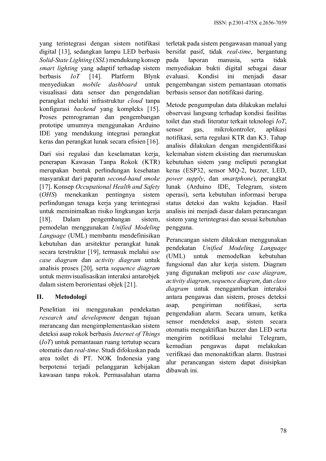 JURIS Implementasi Alat Deteksi Asap Rokok Berbasis Internet of Things IoT Untuk Pemantauan Ruang Tertutup Bebas Asap Rokok di PT NOK Indonesia