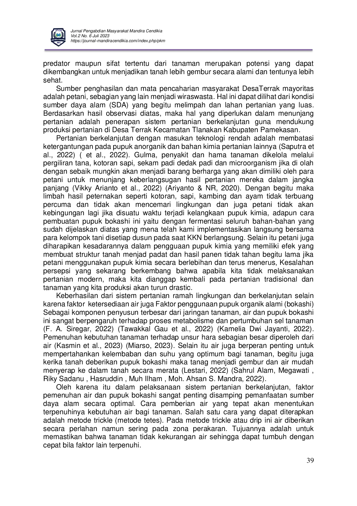 JURIS KKN Penerapan Sistem Pertanian Berkelanjutan Guna Mendukung Produksi Pertanian Di Desa Terrak Kecamatan Tlanakan Pamekasan