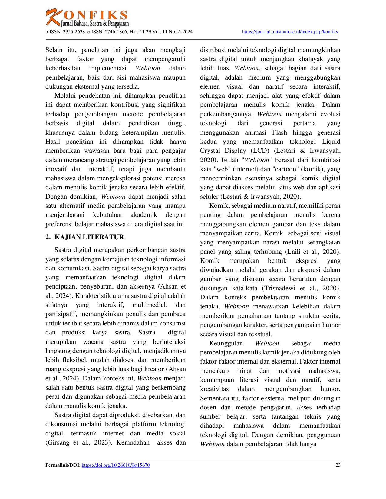 JURIS Webtoon Sebagai Media Pembelajaran Menulis Komik Jenaka