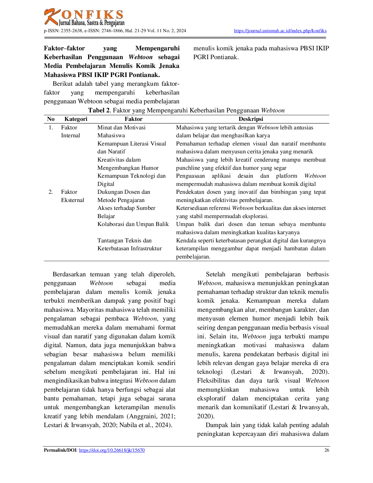 JURIS Webtoon Sebagai Media Pembelajaran Menulis Komik Jenaka