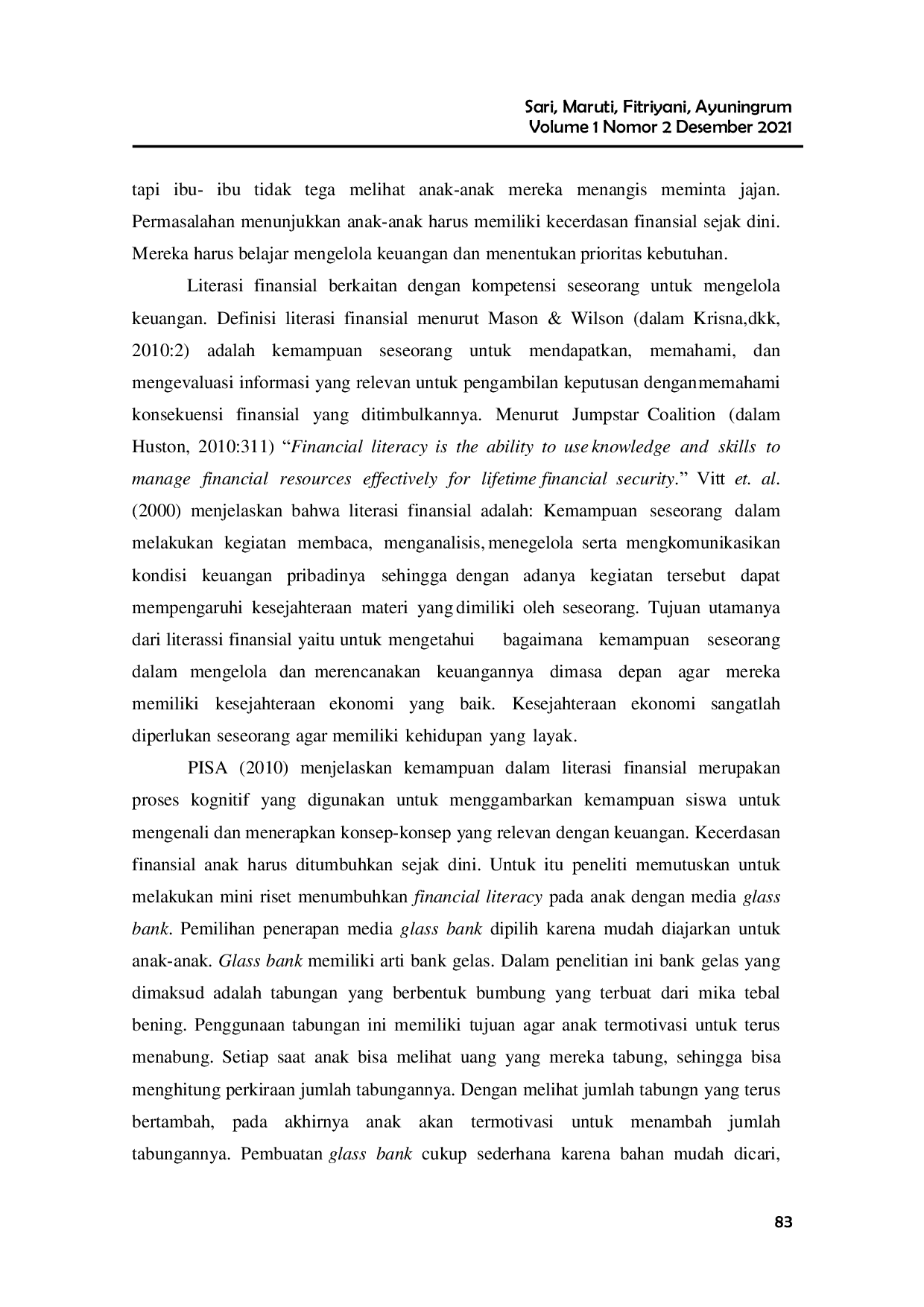 JURIS Penguatan Kecerdasan Finansial Anak di Masa Pandemi dengan Glass Bank