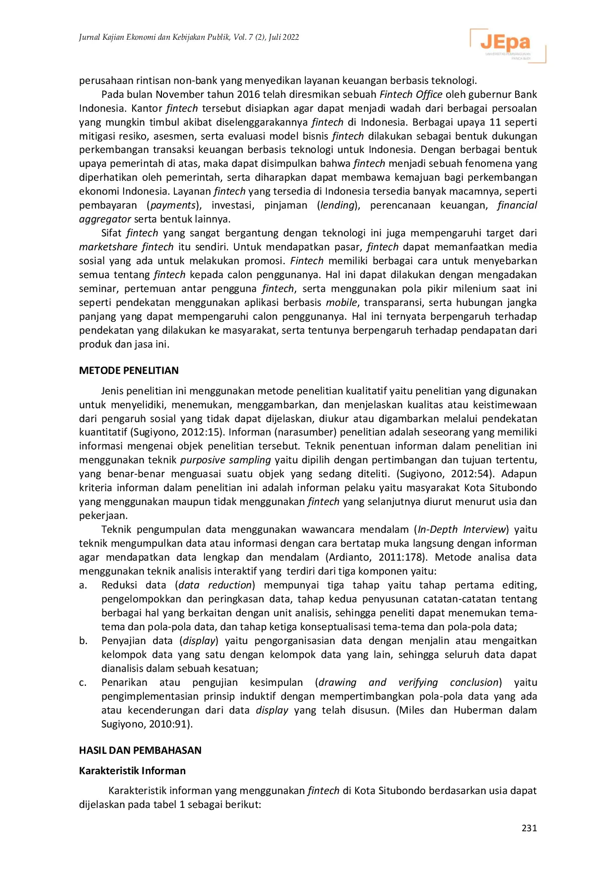 JURIS Persepsi Masyarakat Kota Situbondo Terhadap Penggunaan Financial Technology Fintech