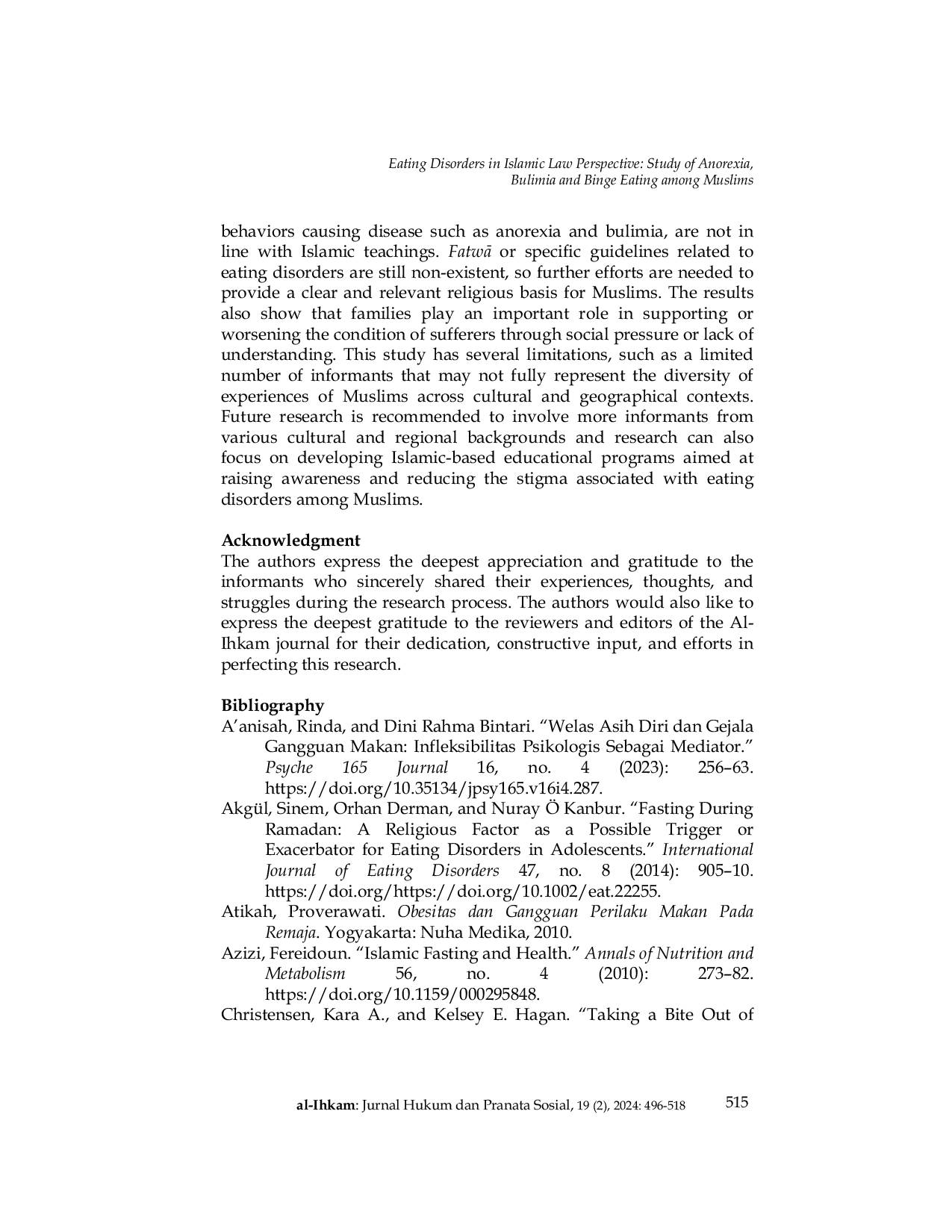 JURIS Eating Disorders in Islamic Law Perspective Study of Anorexia Bulimia and Binge Eating among Muslims