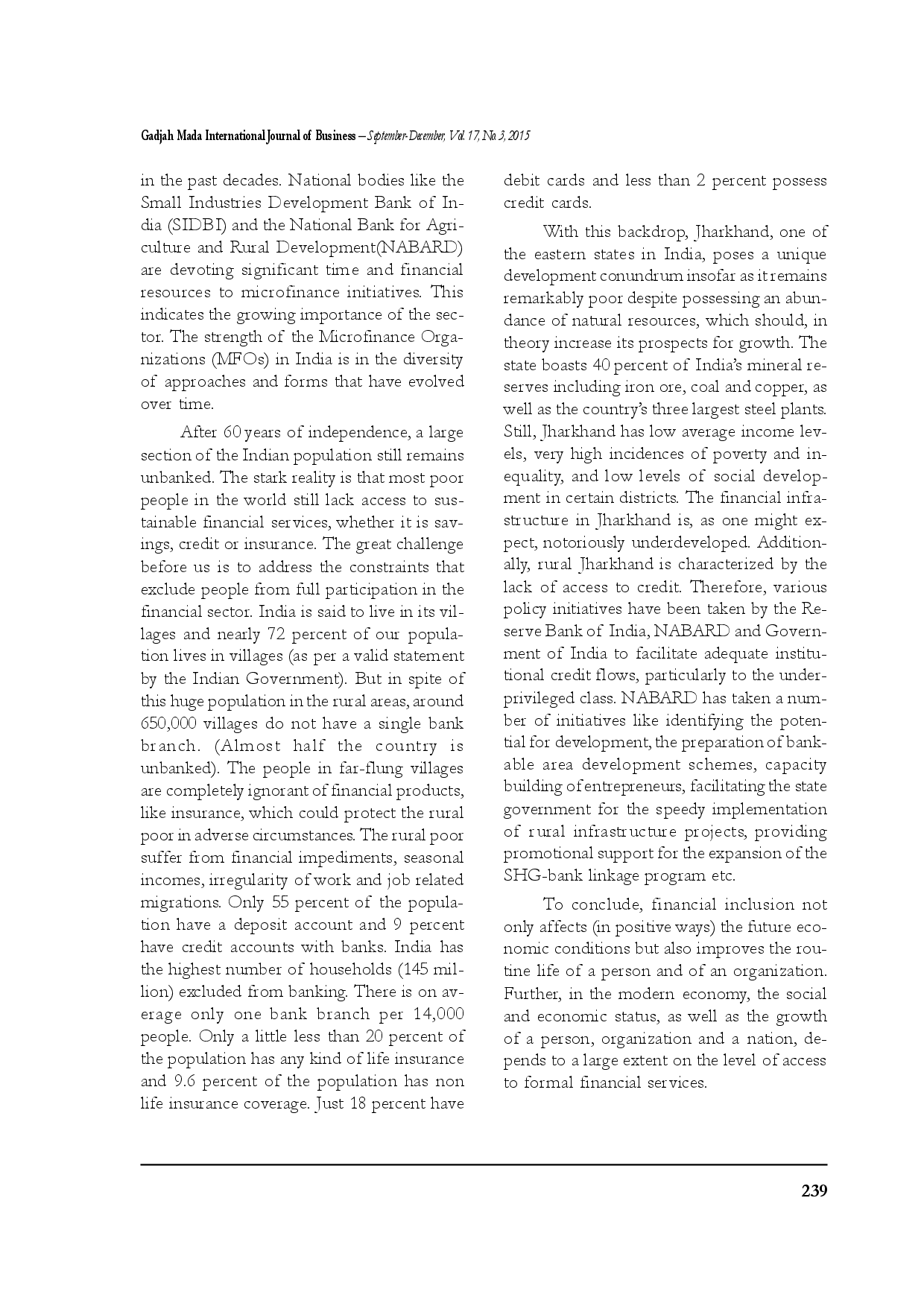 juris Evaluating the Efficiency of Financial Inclusion Special reference to Jharkhand India