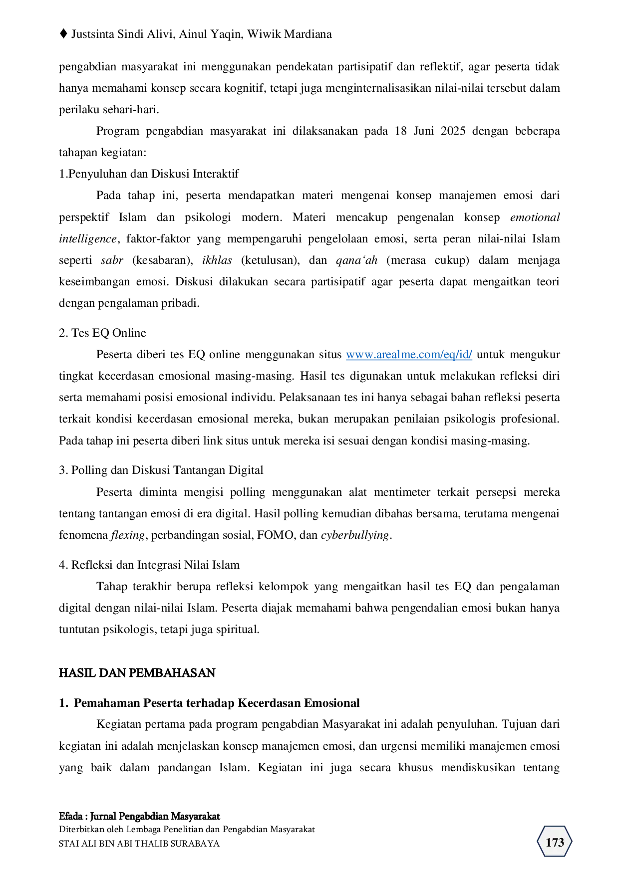 JURIS Penyuluhan Manajemen Emosi Generasi Muda di Era Digital dalam Perspektif Islam