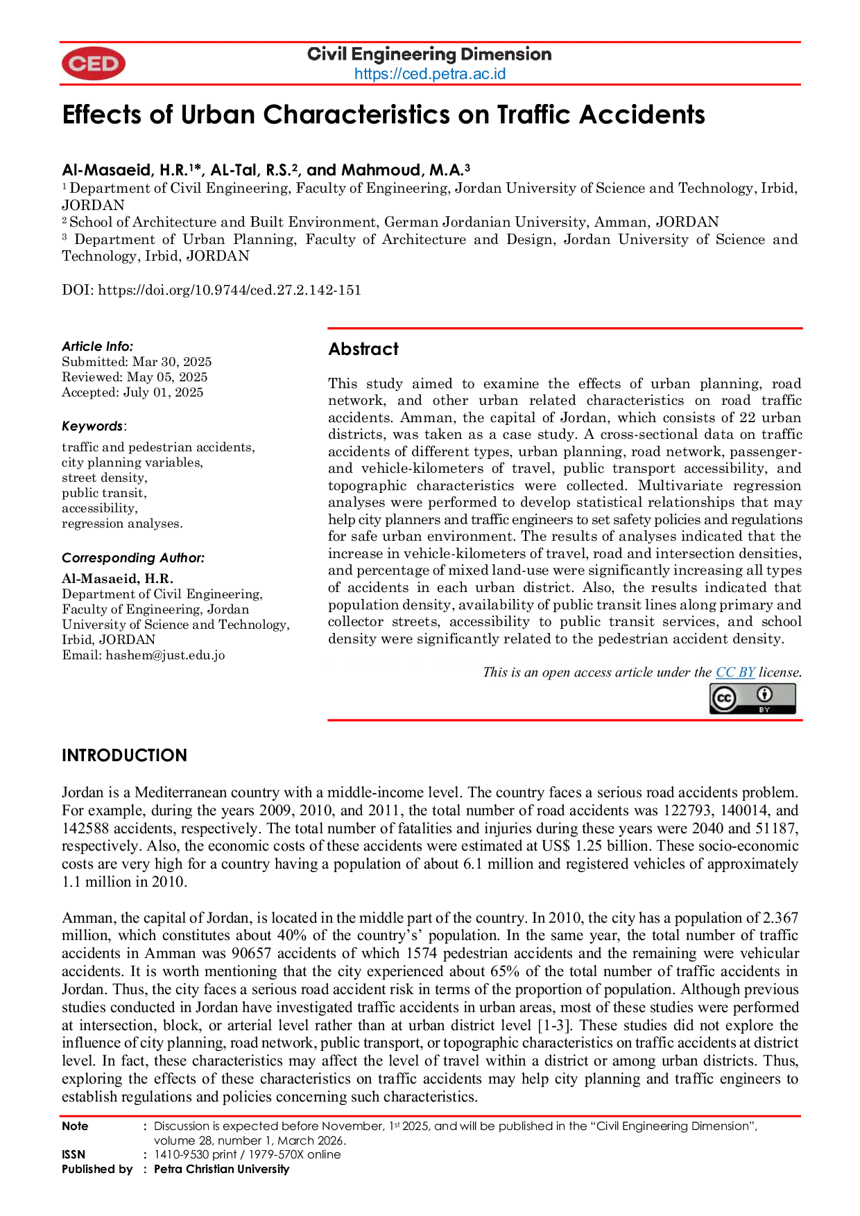 JURIS Effects of Urban Characteristics on Traffic Accidents