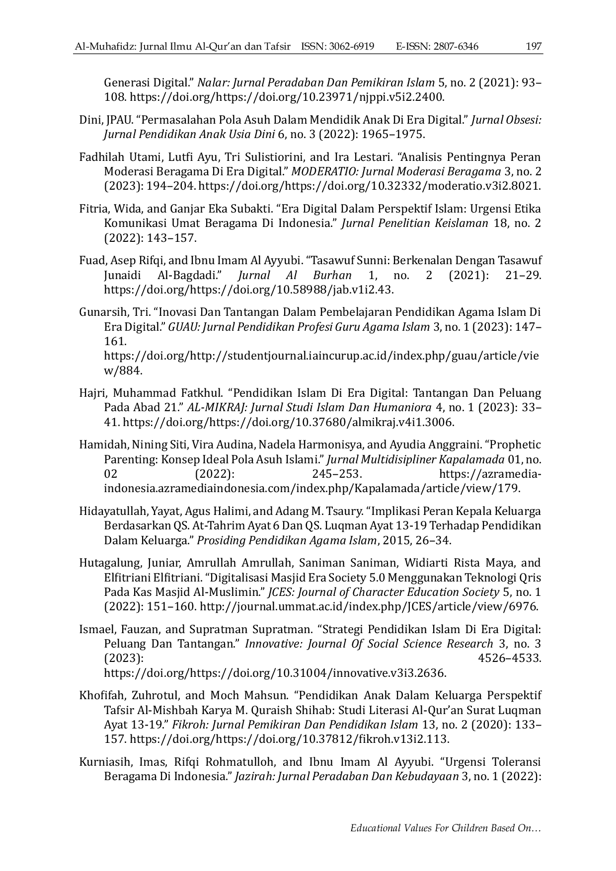 JURIS Nilai Pendidikan Anak Berdasarkan QS Luqman 13 14 Di Era Digital