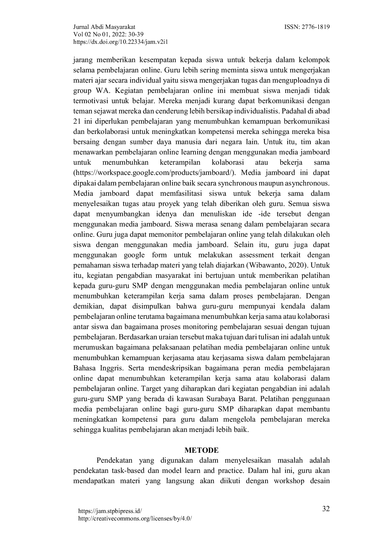 JURIS Pelatihan penggunaan media pembelajaran online bagi guru smp surabaya