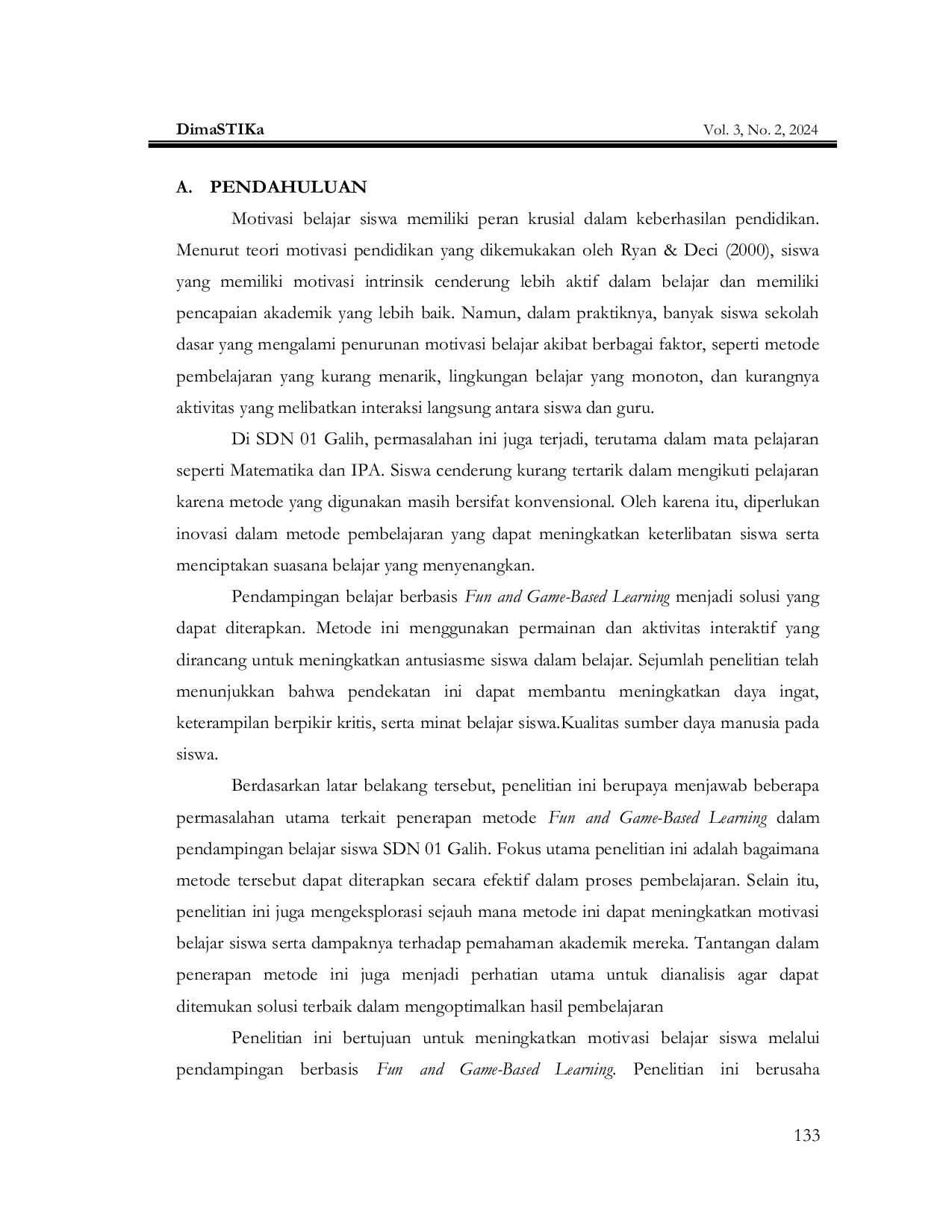 JURIS Peningkatan Motivasi Belajar Siswa SDN 01 Galih Melalui Pendampingan Belajar dengan Metode Fun and Game Based Learning