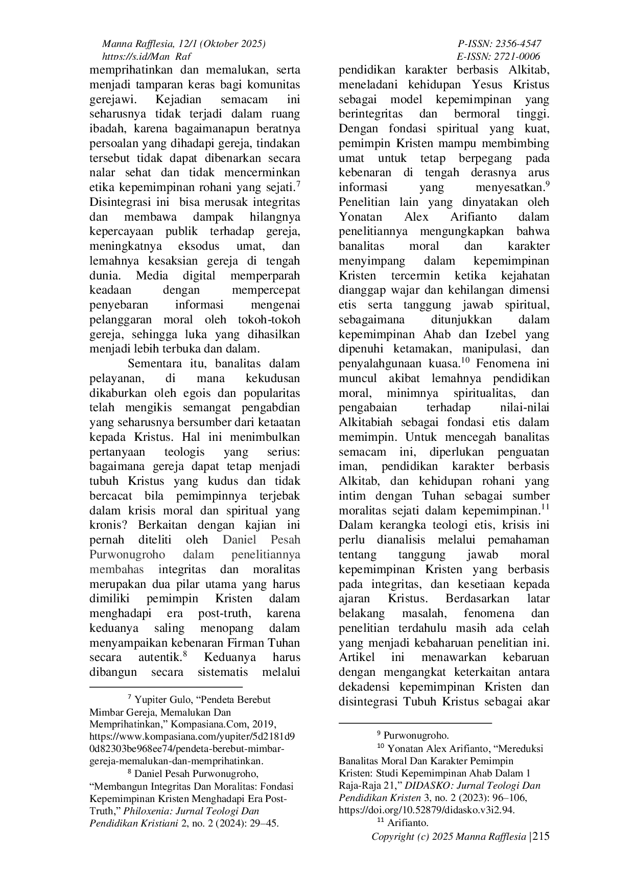 JURIS Dekadensi Kepemimpinan Dan Disintegrasi Tubuh Kristus Analisis Teologi Etis Terhadap Krisis Moralitas Gereja Di Era Kontemporer