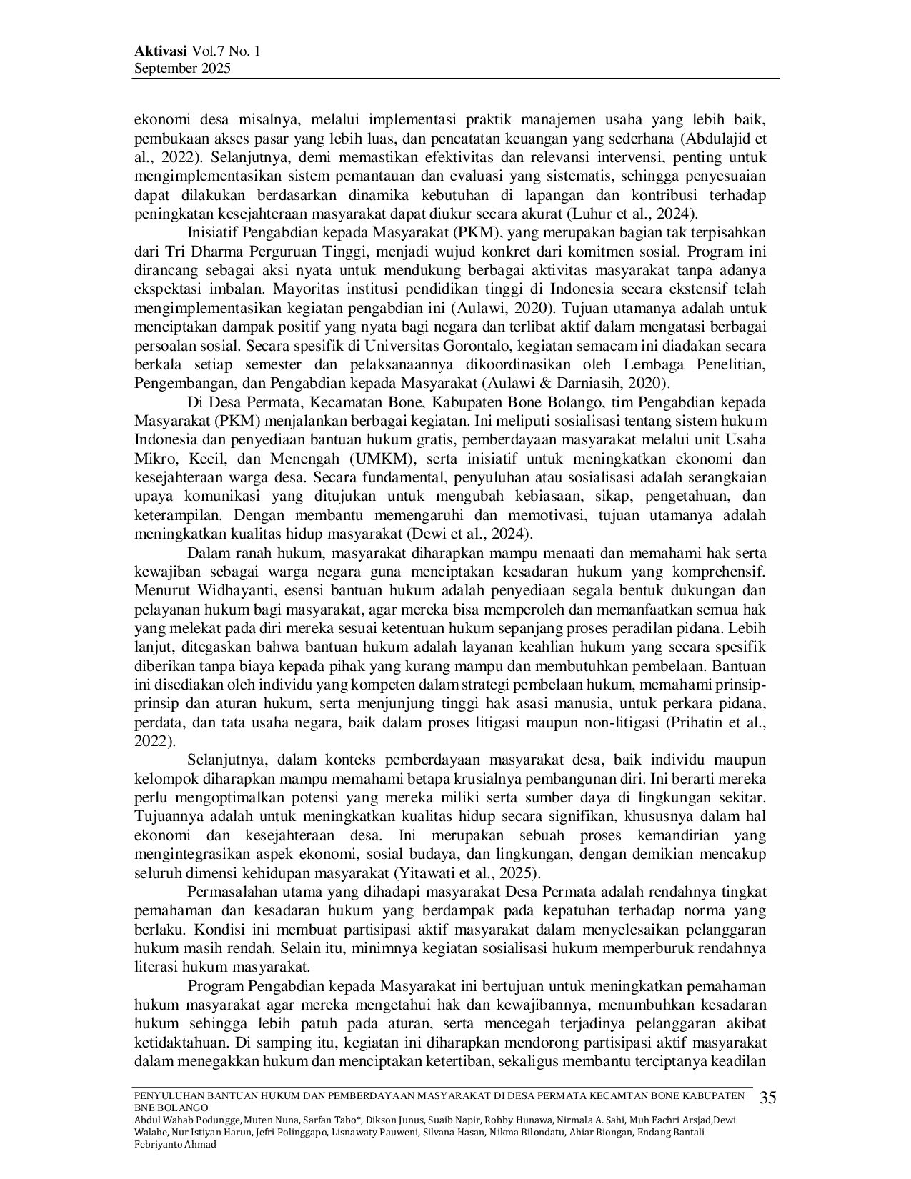 JURIS Penyuluhan Bantuan Hukum dan Pemberdayaan Masyarakat di Desa Permata Kecamatan Bone Kabupaten Bone Bolango